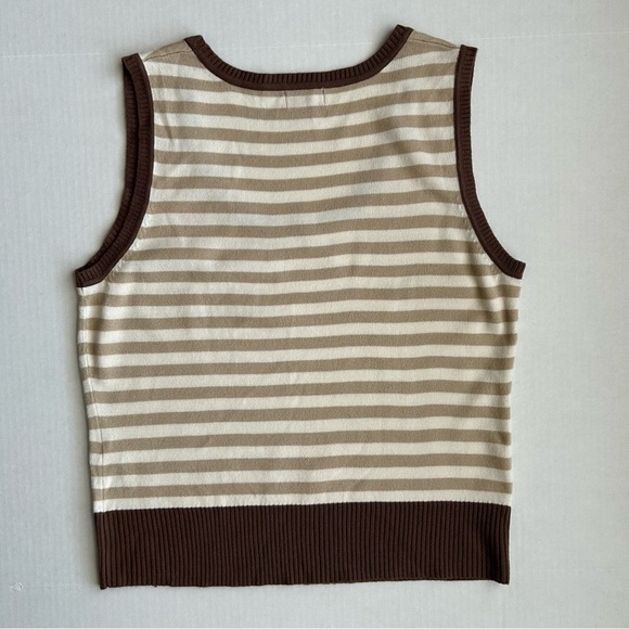 Vintage Mossimo Women’s Brown Cream Striped Sweater Vest Y2K XXL - Picture 2 of 10